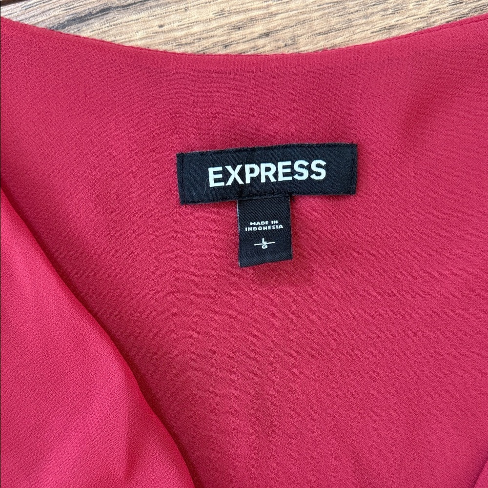 Express Deep Red Twist Front Blouse - Picture 2 of 6